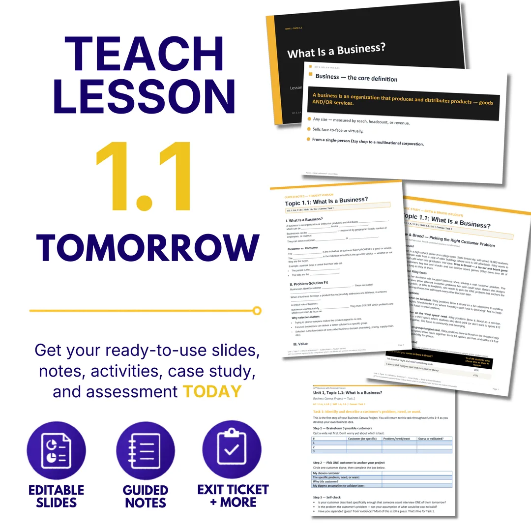Teach Lesson 1.1 tomorrow preview