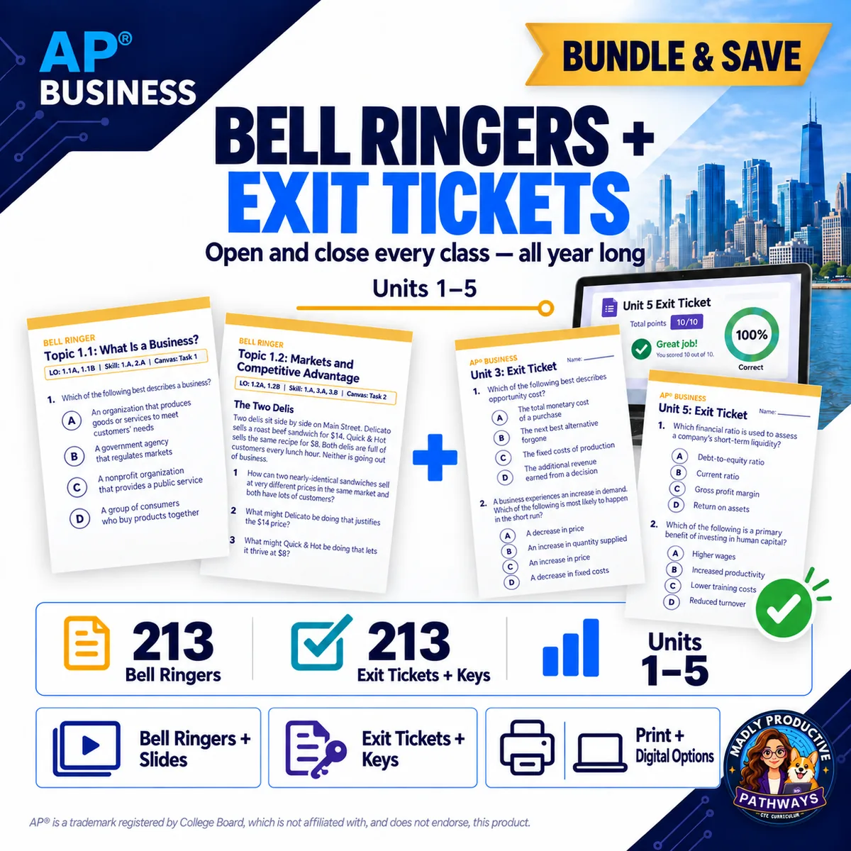 AP Business Bell Ringers and Exit Tickets: 426 items with 213 answer keys