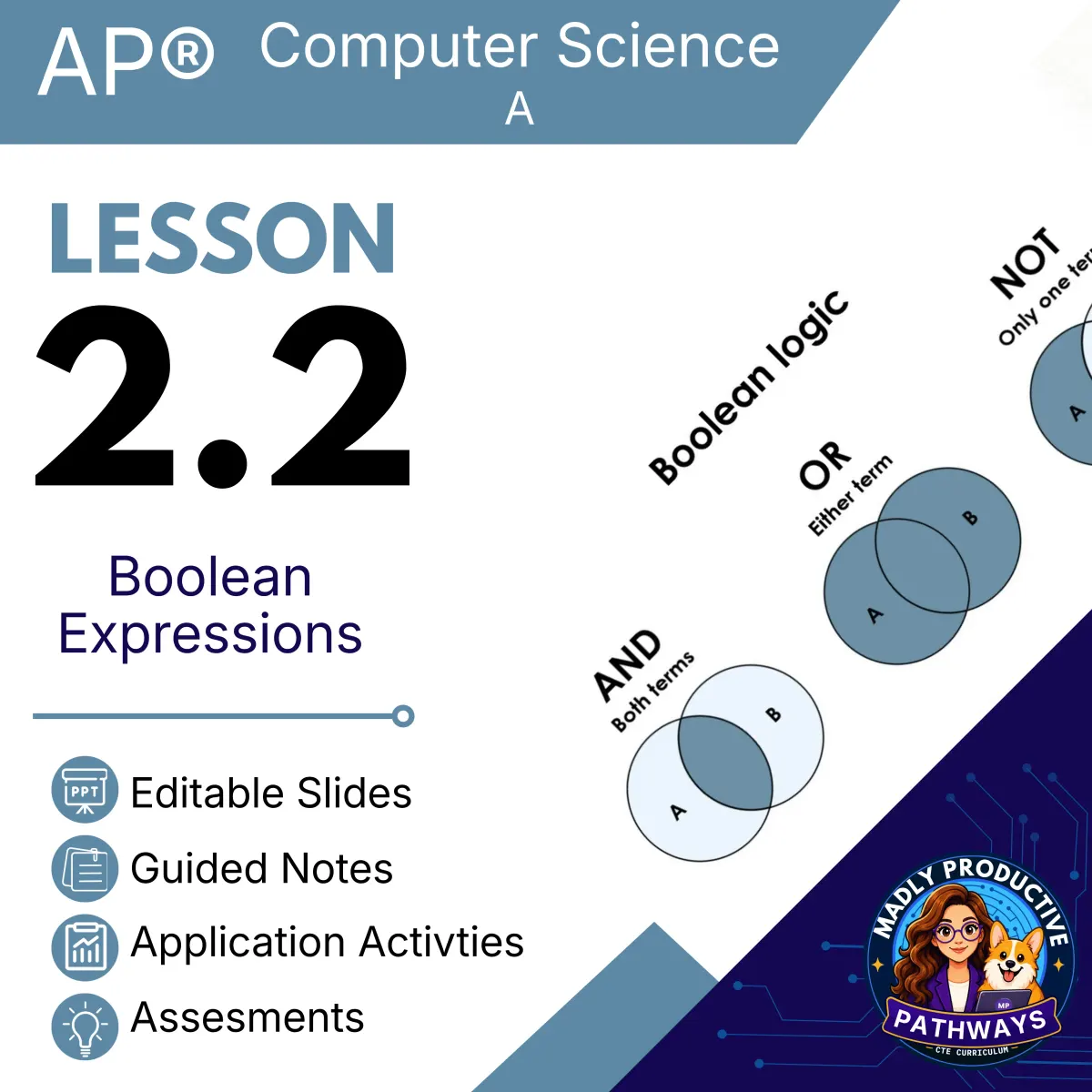 AP Computer Science A Lesson 2.2 cover, Boolean Expressions