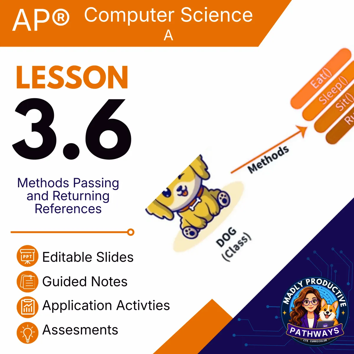 AP Computer Science A Lesson 3.6 cover, Methods Passing and Returning References