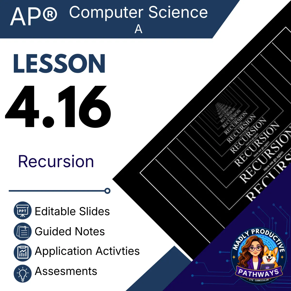 AP Computer Science A Lesson 4.16 cover, Recursion
