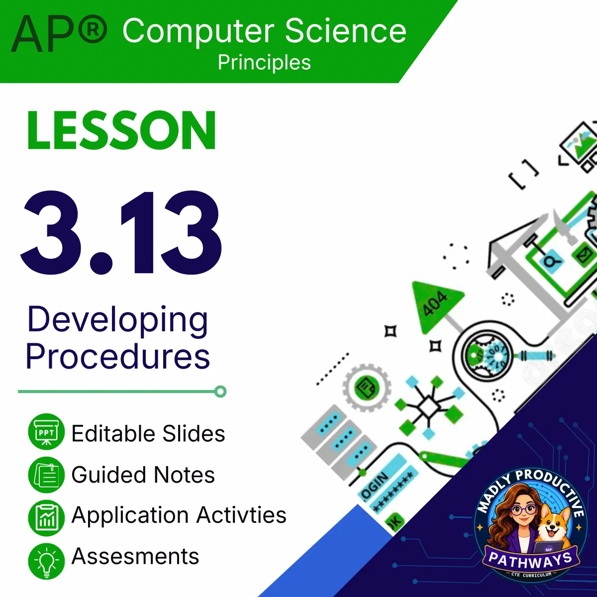 AP Computer Science Principles Lesson 3.13 cover, Developing Procedures