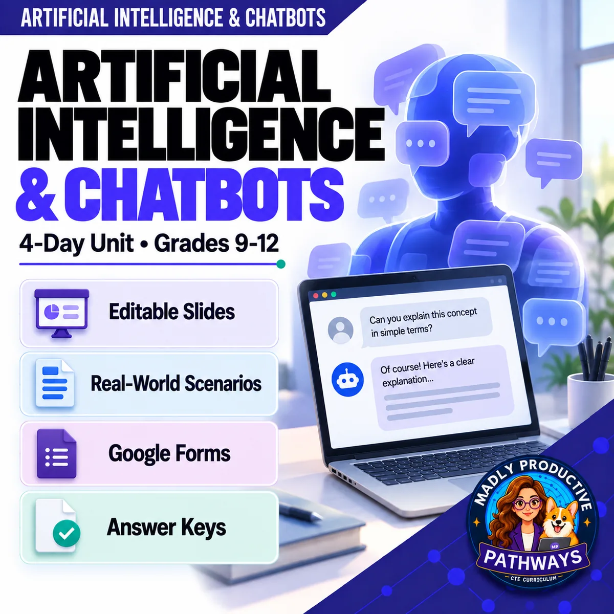 Artificial Intelligence & Chatbots, a 4-day AI literacy unit for grades 9-12
