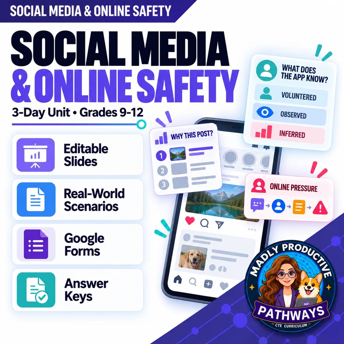 Social Media & Online Safety, a 3-day digital citizenship unit for grades 9-12