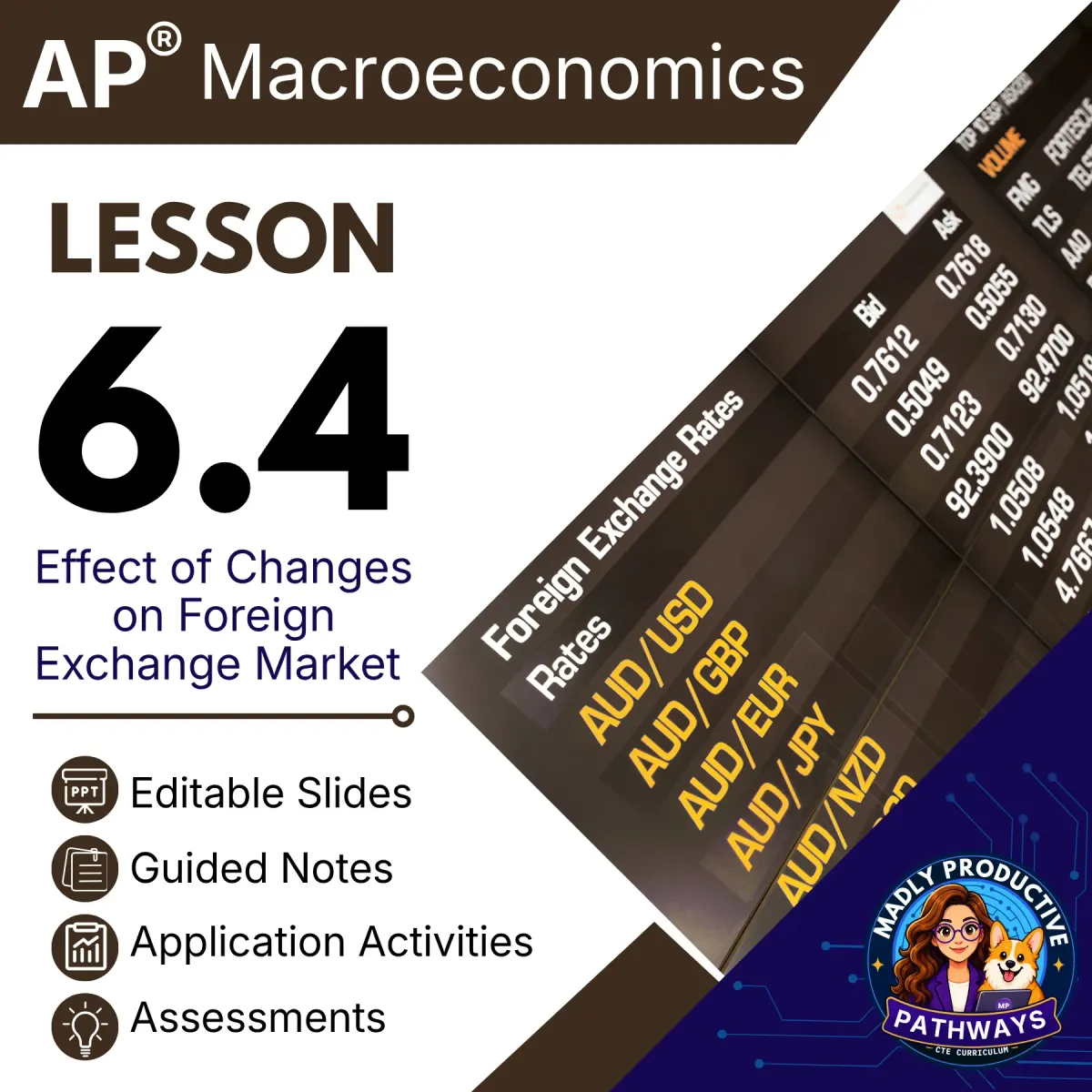 AP Macroeconomics Lesson 6.4 cover, Effect of Changes on Foreign Exchange Market