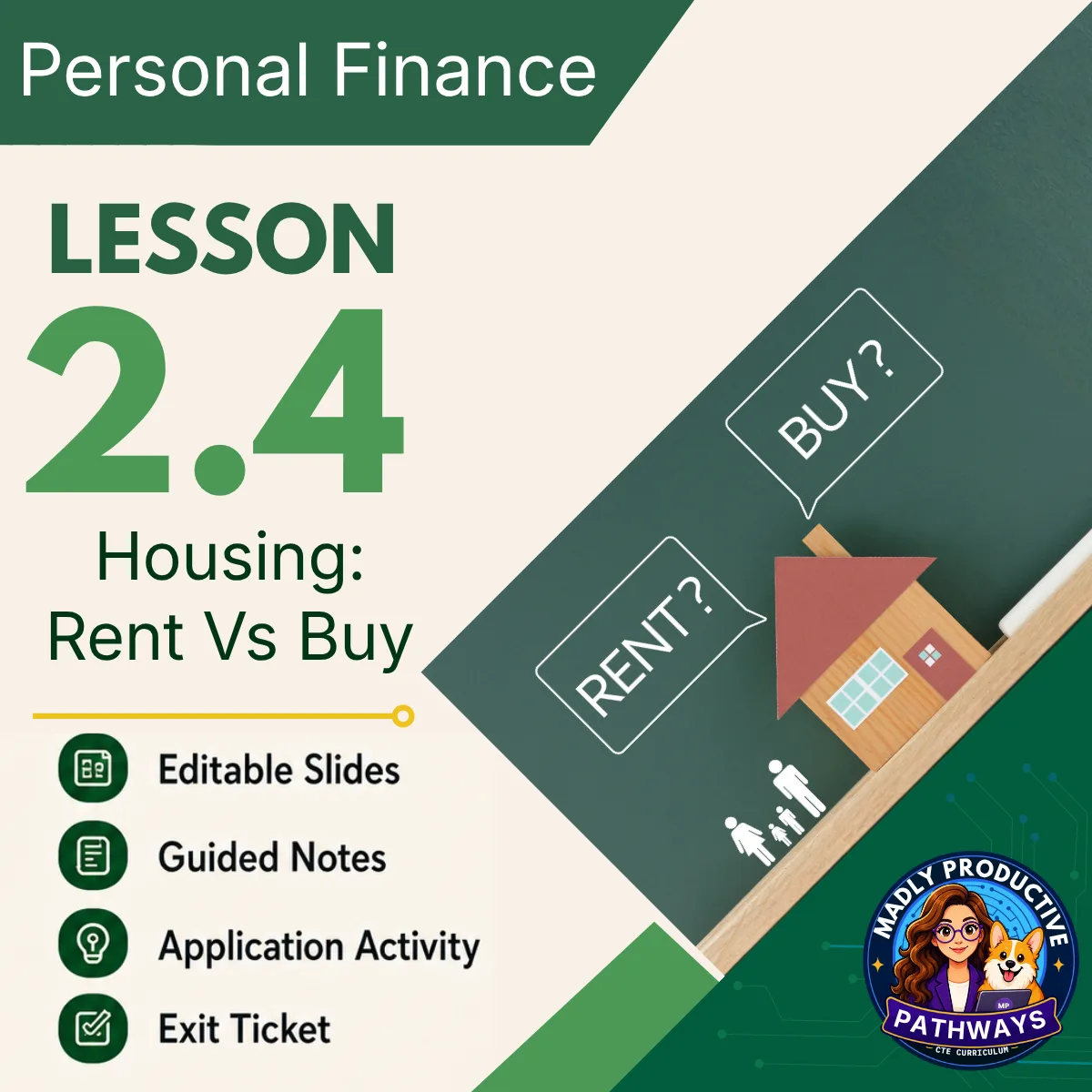 Personal Finance Lesson 2.4 cover, Renting vs. Buying a House