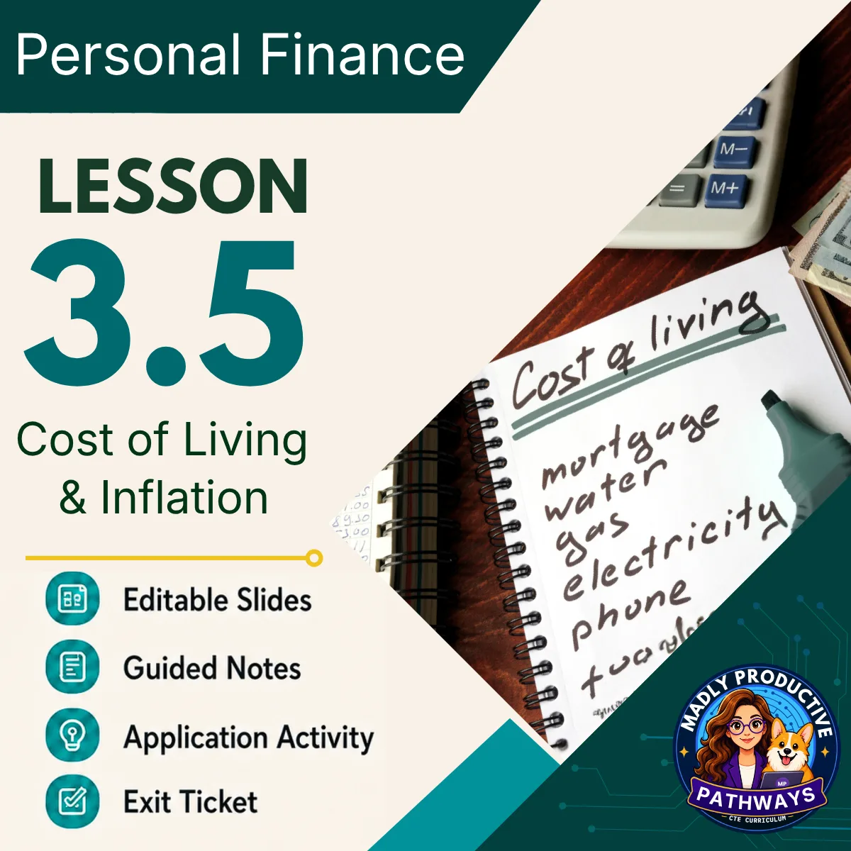 Personal Finance Lesson 3.5 cover, Inflation & Cost of Living