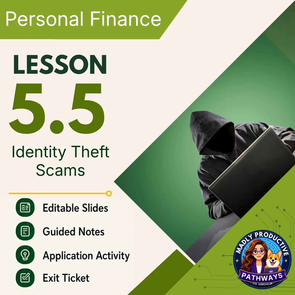 Personal Finance Lesson 5.5 cover, Identity Theft & Scams