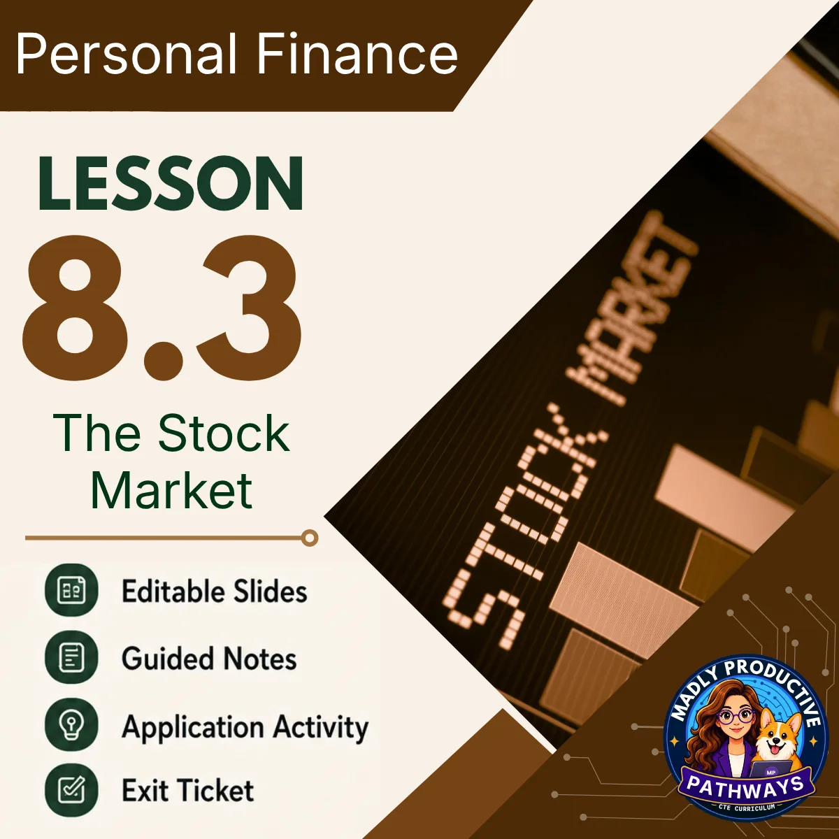 Personal Finance Lesson 8.3 cover, The Stock Market