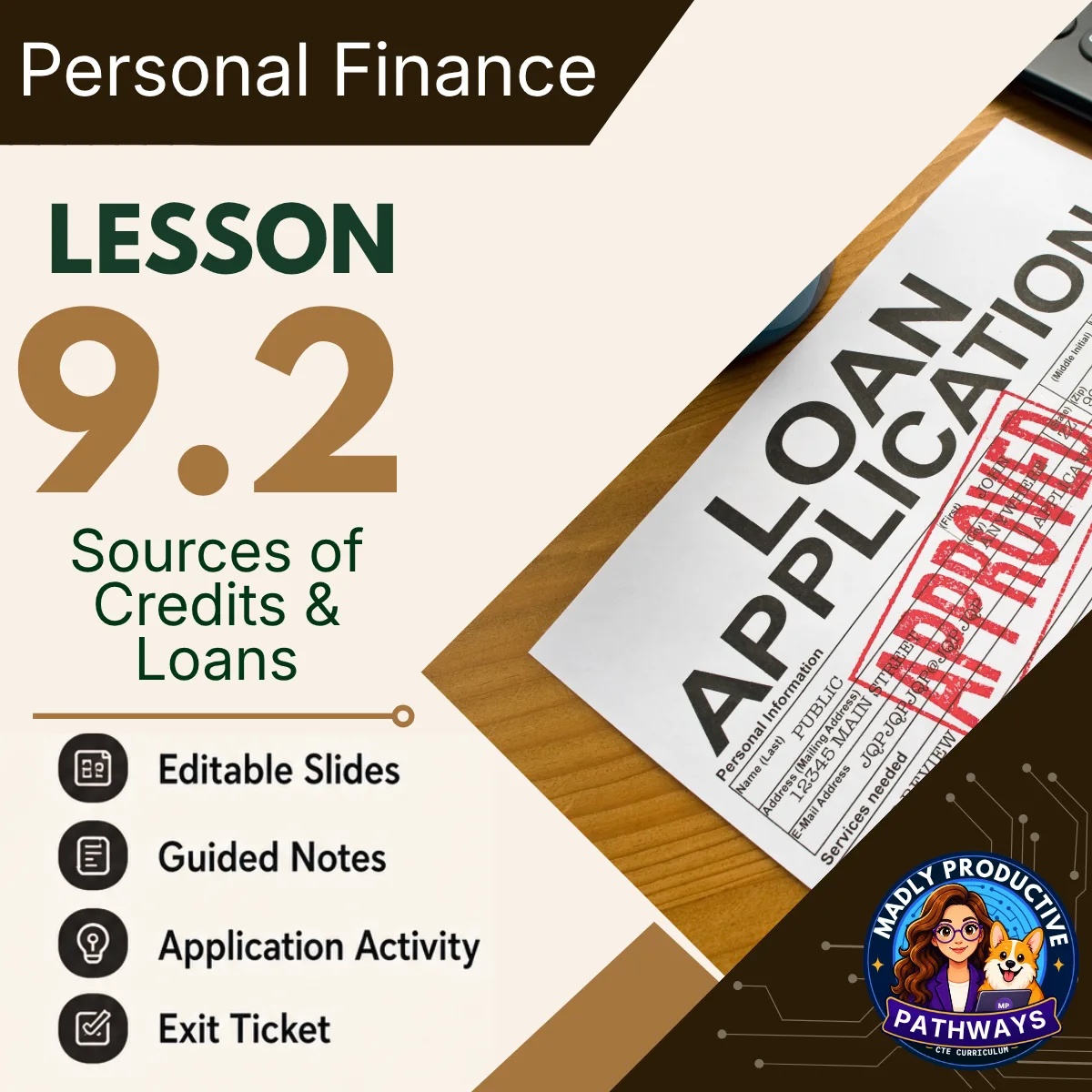 Personal Finance Lesson 9.2 cover, Types of Loans
