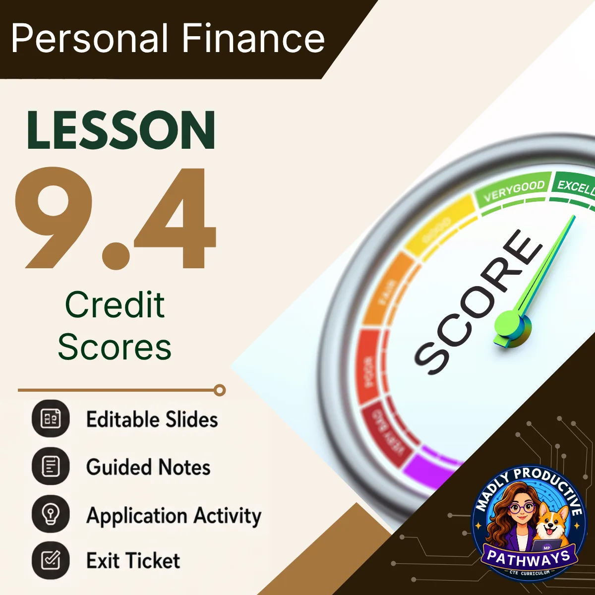Personal Finance Lesson 9.4 cover, Credit Score Factors