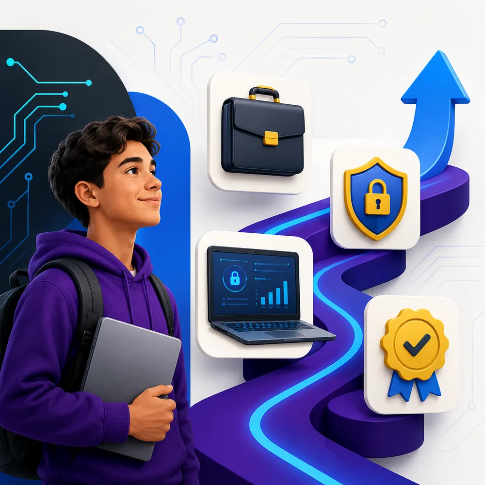 Student exploring cybersecurity
