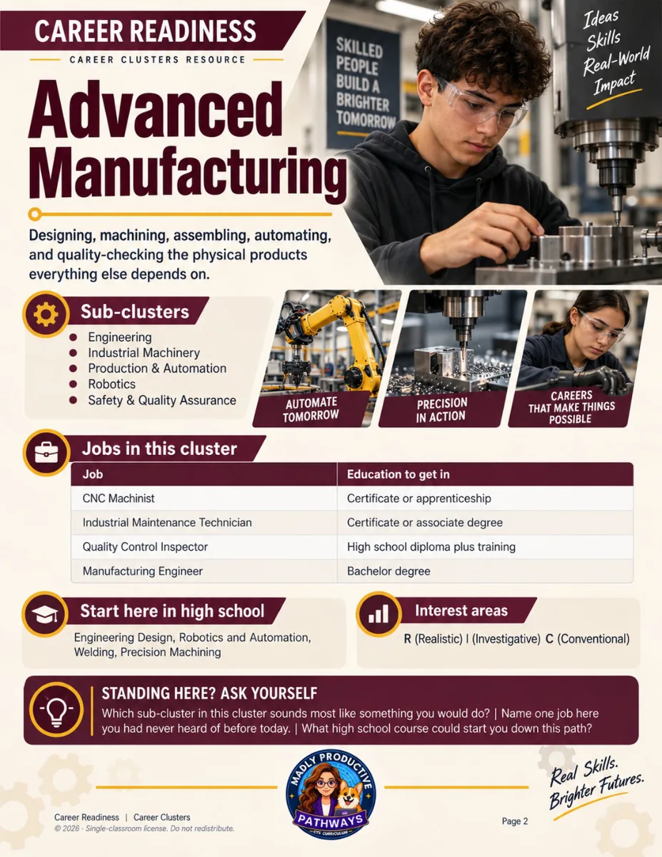 Printable Career Cluster posters from the unit
