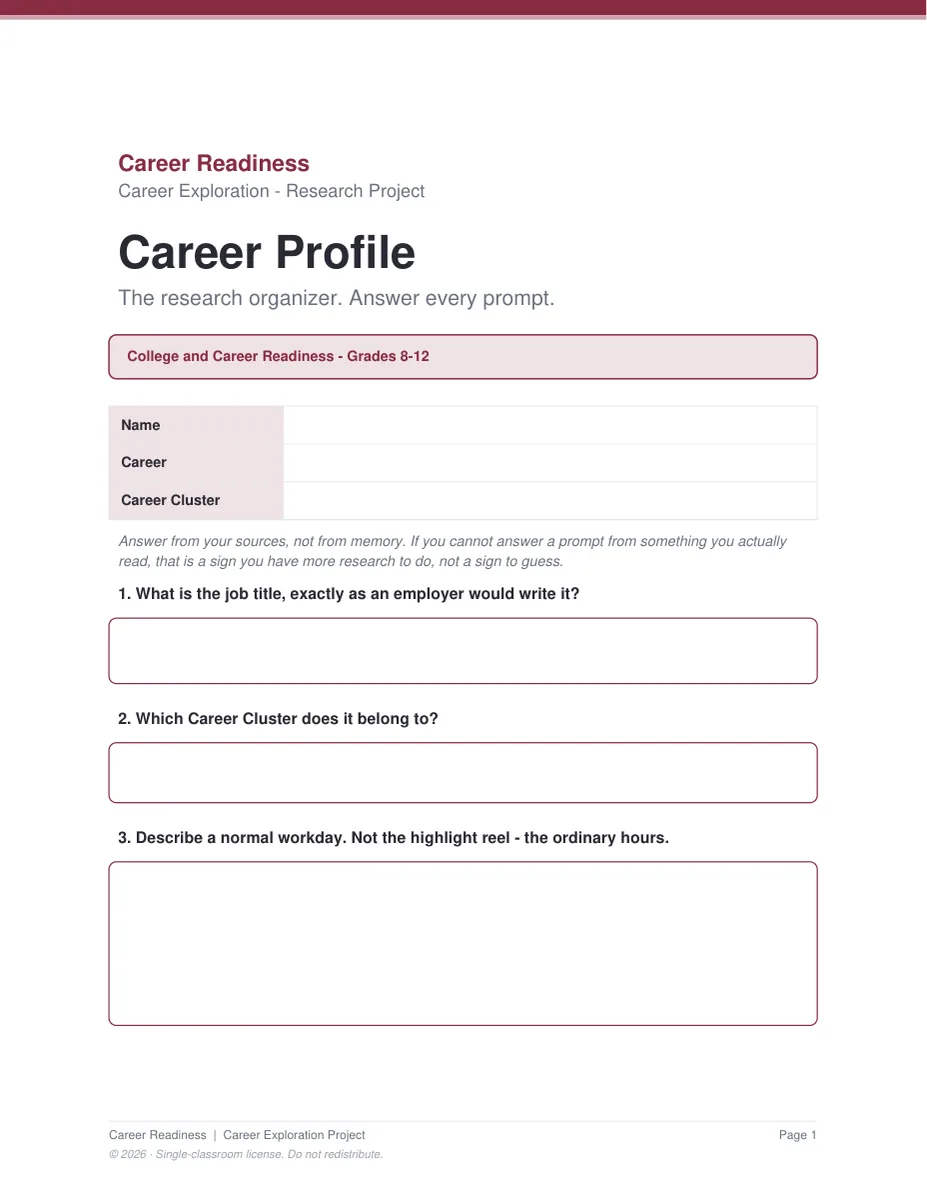 The Career Profile research page