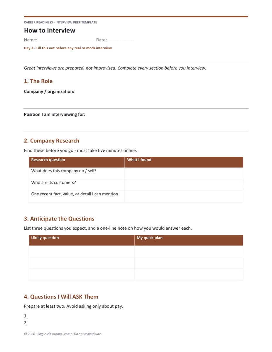 Interview Skills project pages