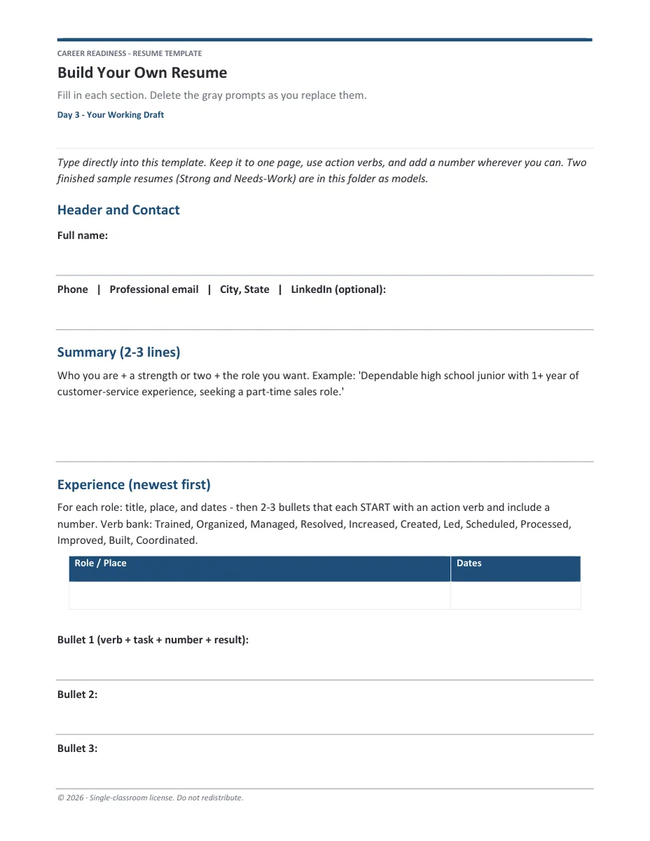 Project pages from the bundle