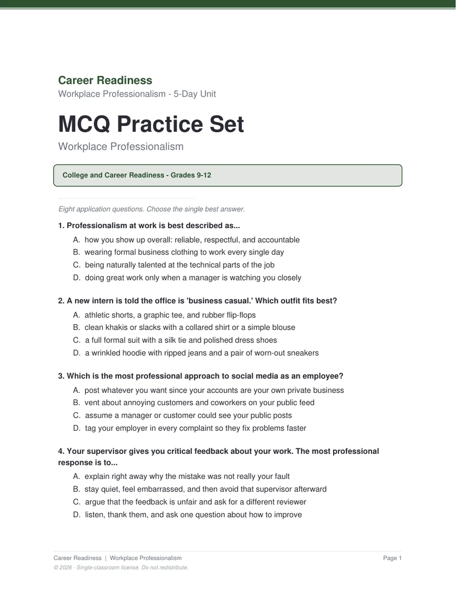 Assessment pages from the bundle