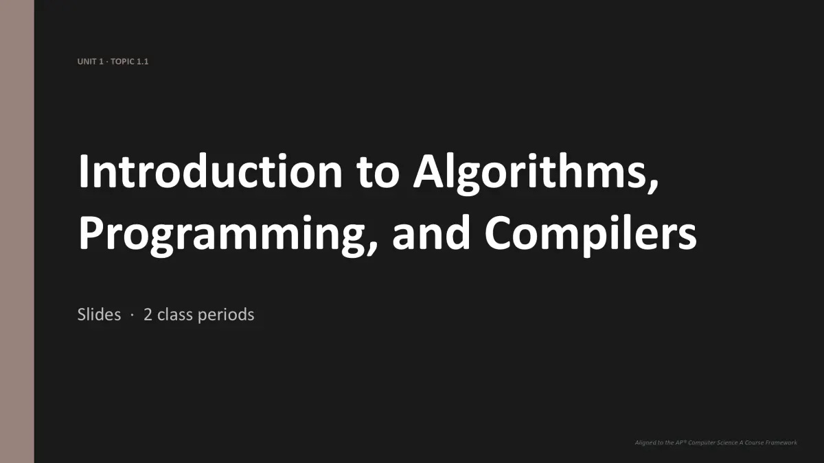 AP Computer Science A Unit 1 lesson slide