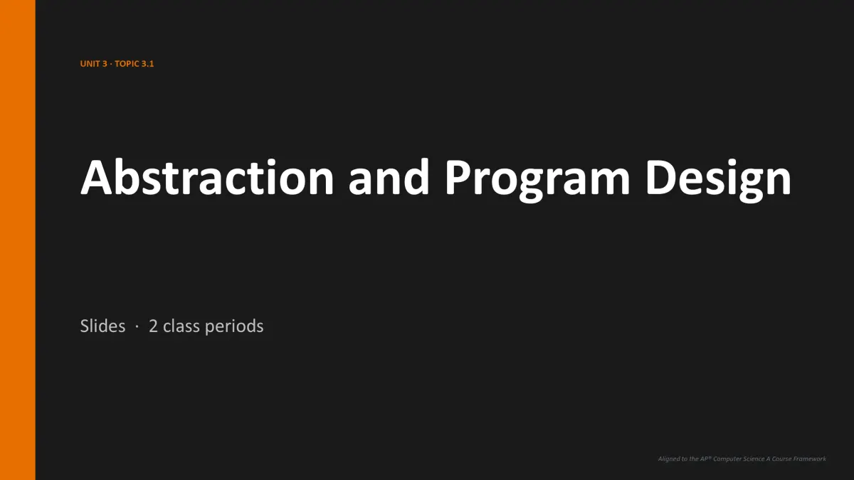 AP Computer Science A Unit 3 lesson slide