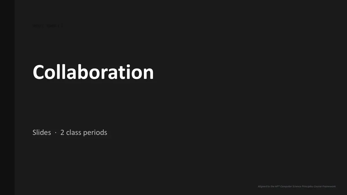 AP Computer Science Principles Unit 1 lesson slide