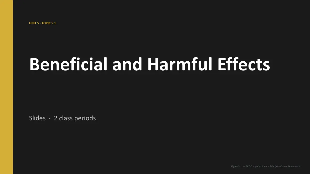 AP Computer Science Principles Unit 5 lesson slide