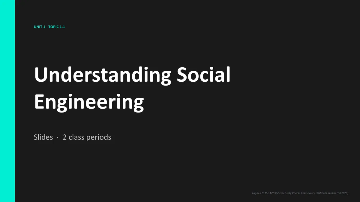 AP Cybersecurity Unit 1 lesson slide