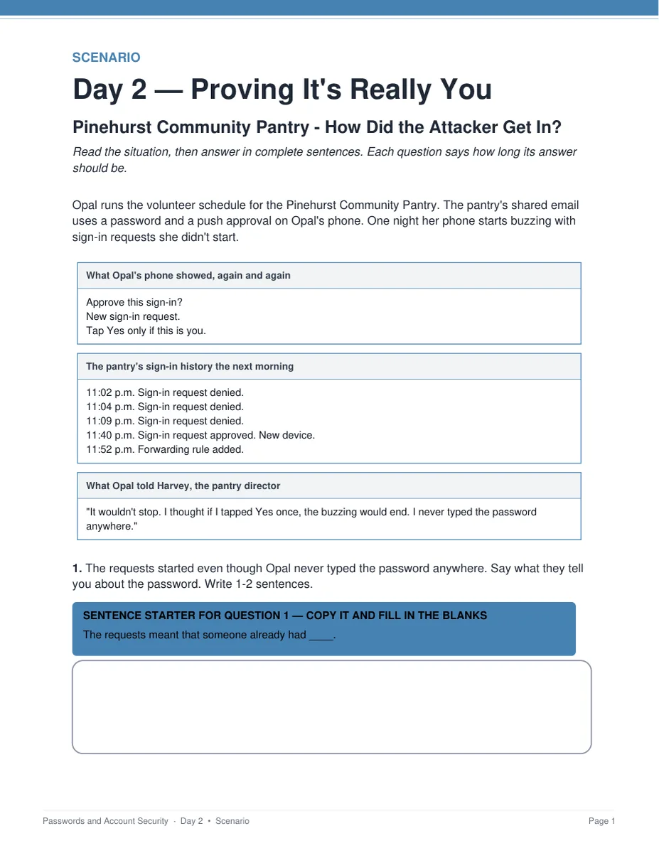 The Pinehurst Community Pantry scenario page