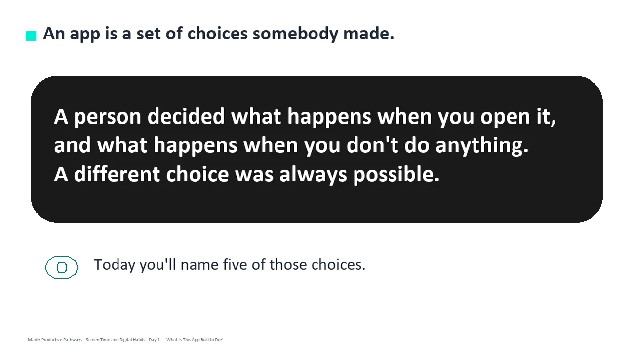 A slide from Day 1 of the Screen Time and Digital Habits deck