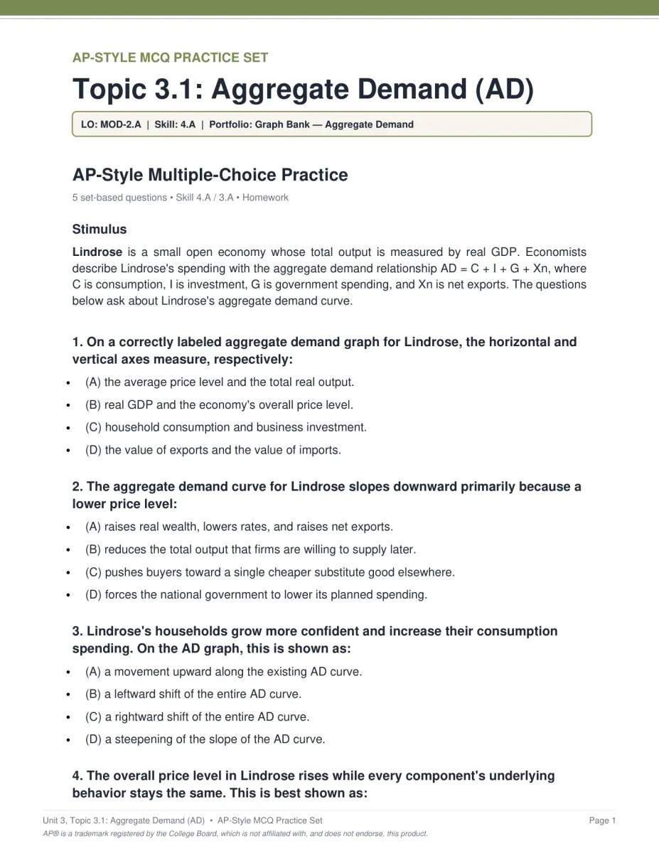 AP Macroeconomics course activity PDF page