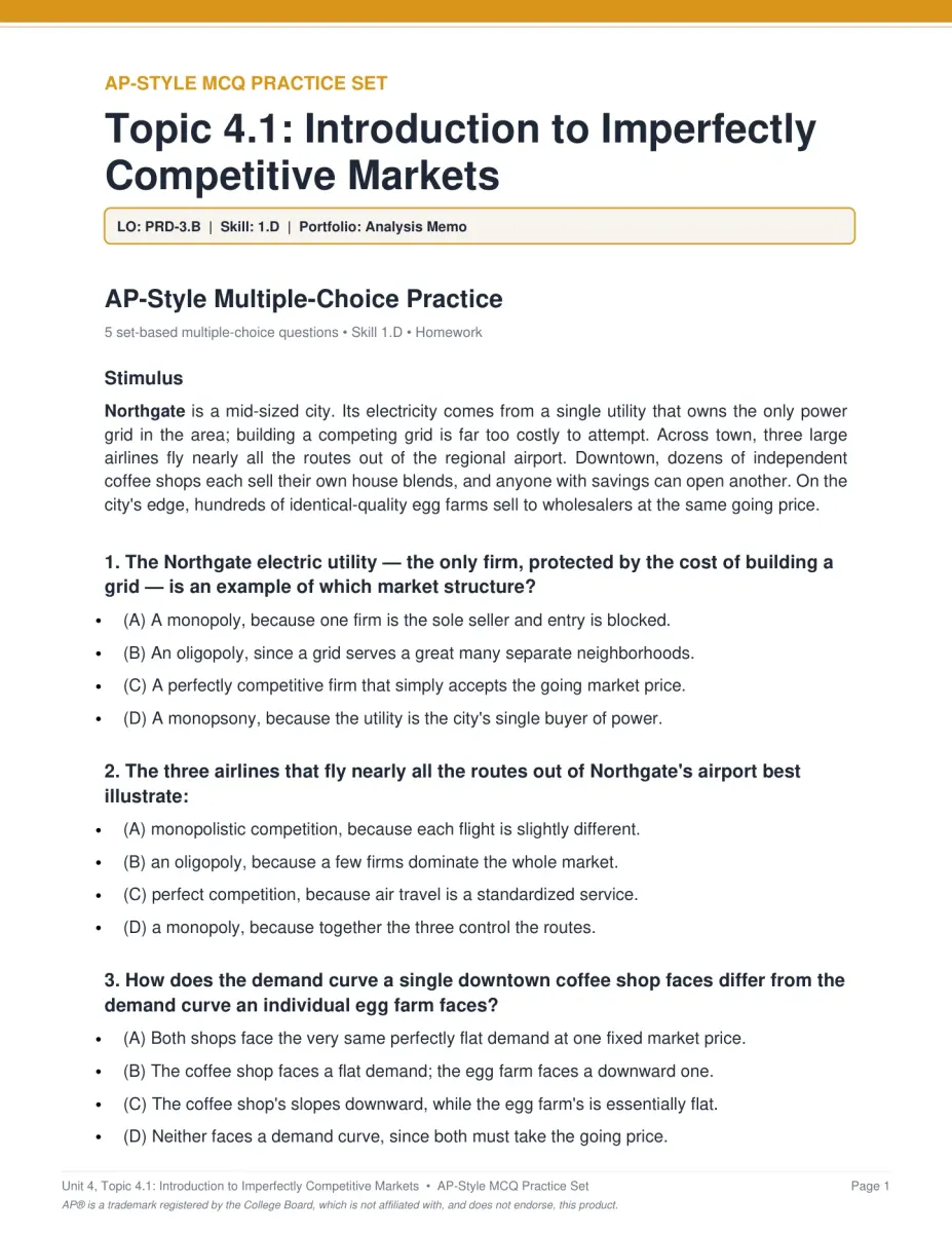 AP Microeconomics Unit 4 activity PDF page