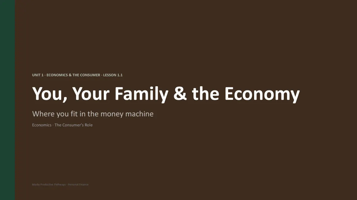 Personal Finance Unit 1 lesson slide