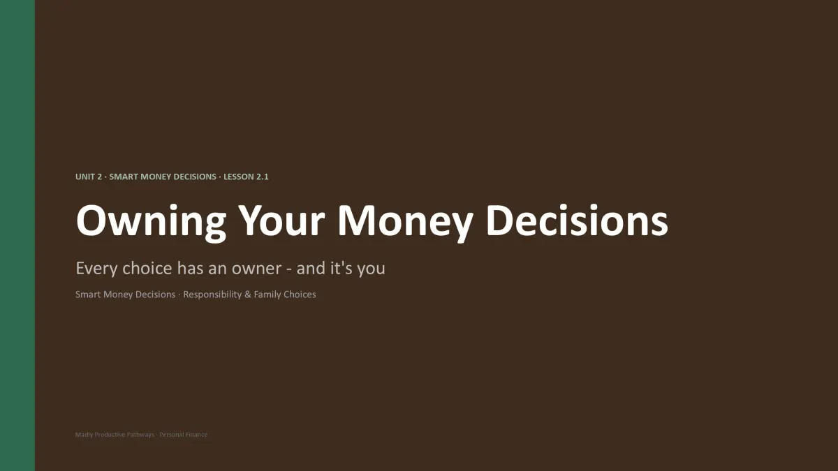 Personal Finance Unit 2 lesson slide