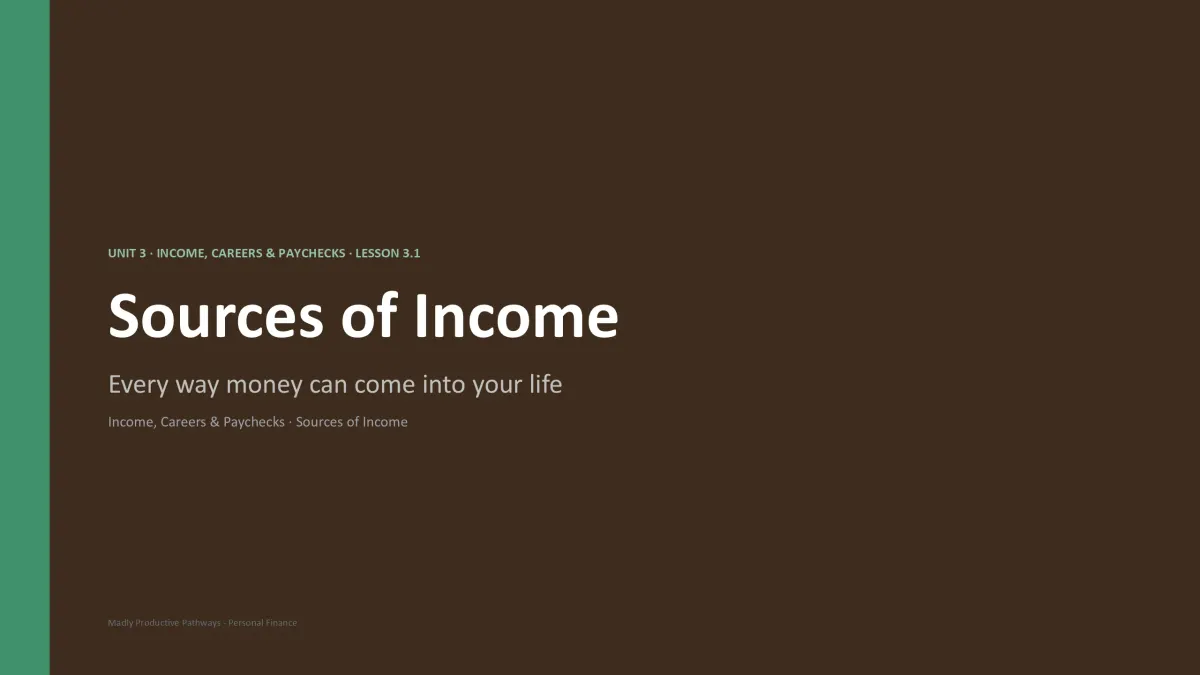 Personal Finance Unit 3 lesson slide
