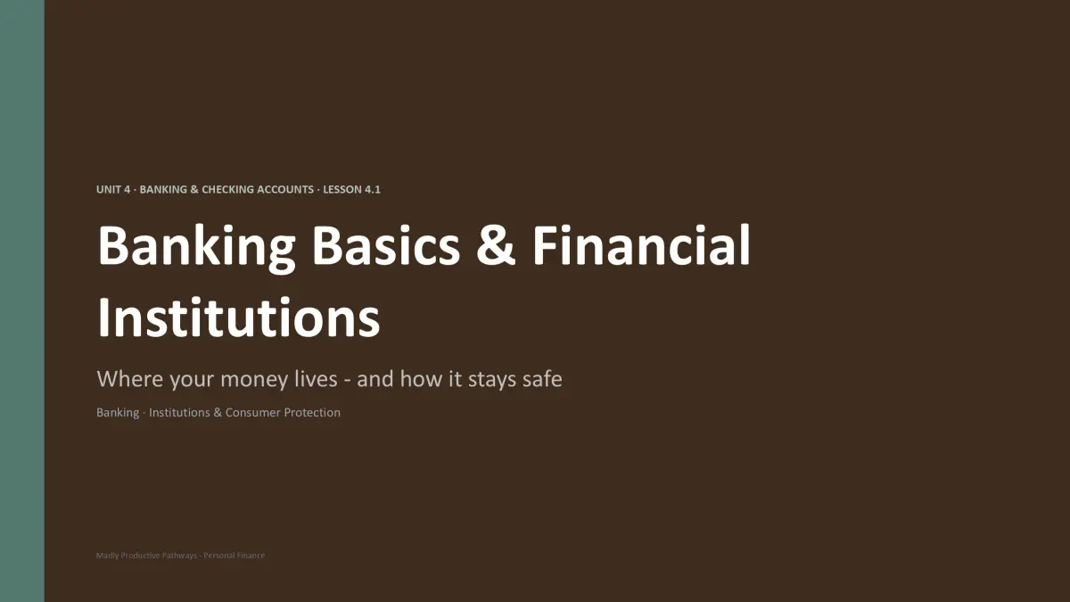 Personal Finance Unit 4 lesson slide