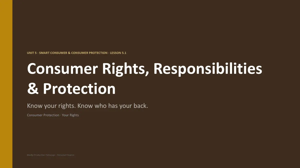 Personal Finance Unit 5 lesson slide
