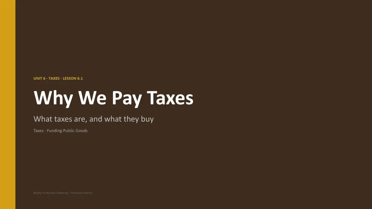 Personal Finance Unit 6 lesson slide