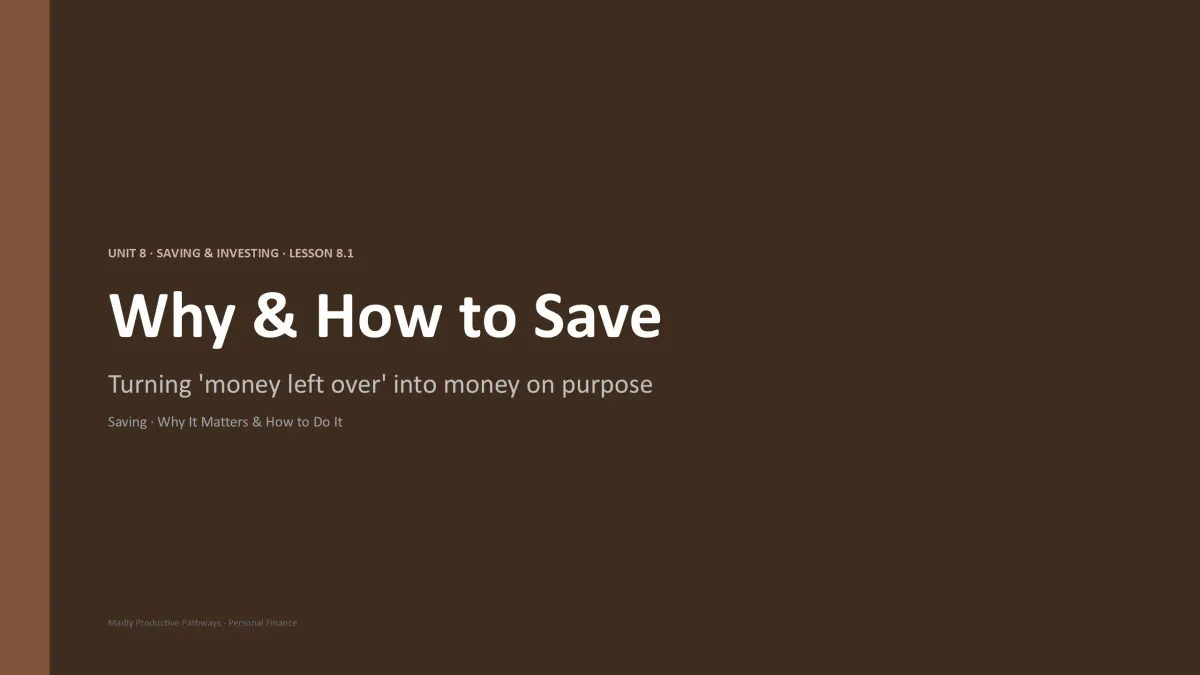 Personal Finance Unit 8 lesson slide