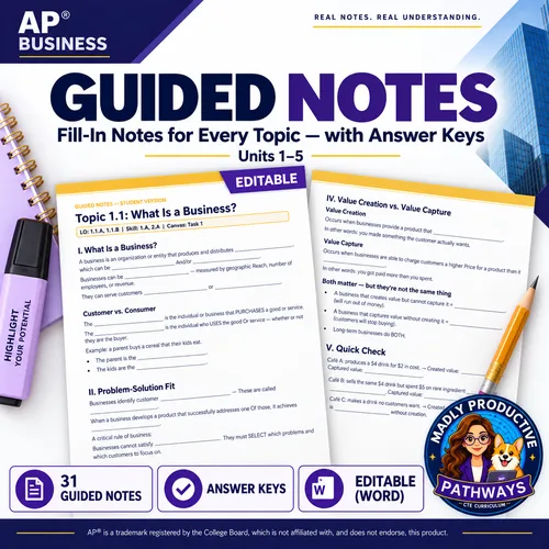 Guided Notes: All 31 Topics + Keys