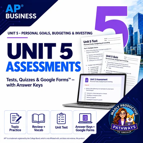 Unit 5 Assessments: Personal Goals, Budgeting & Investing