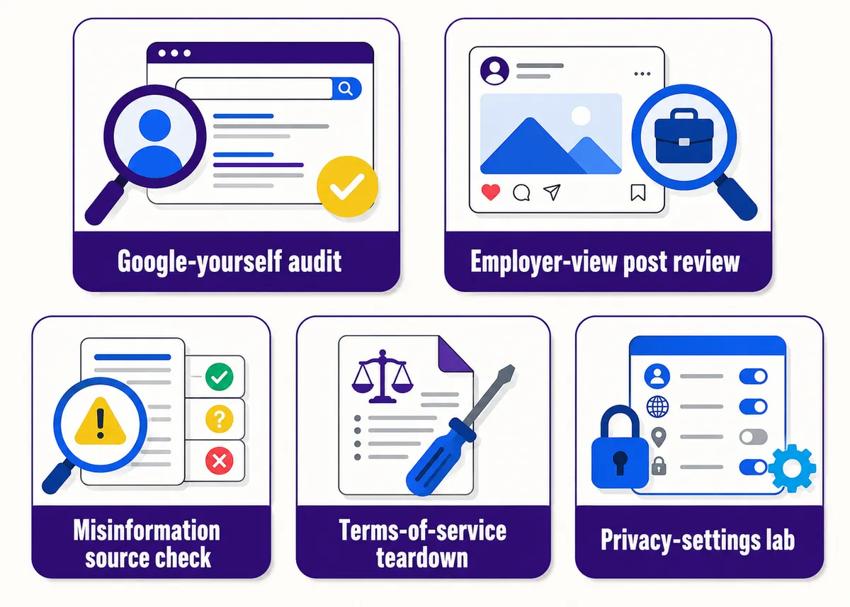 Digital citizenship activity tiles.
