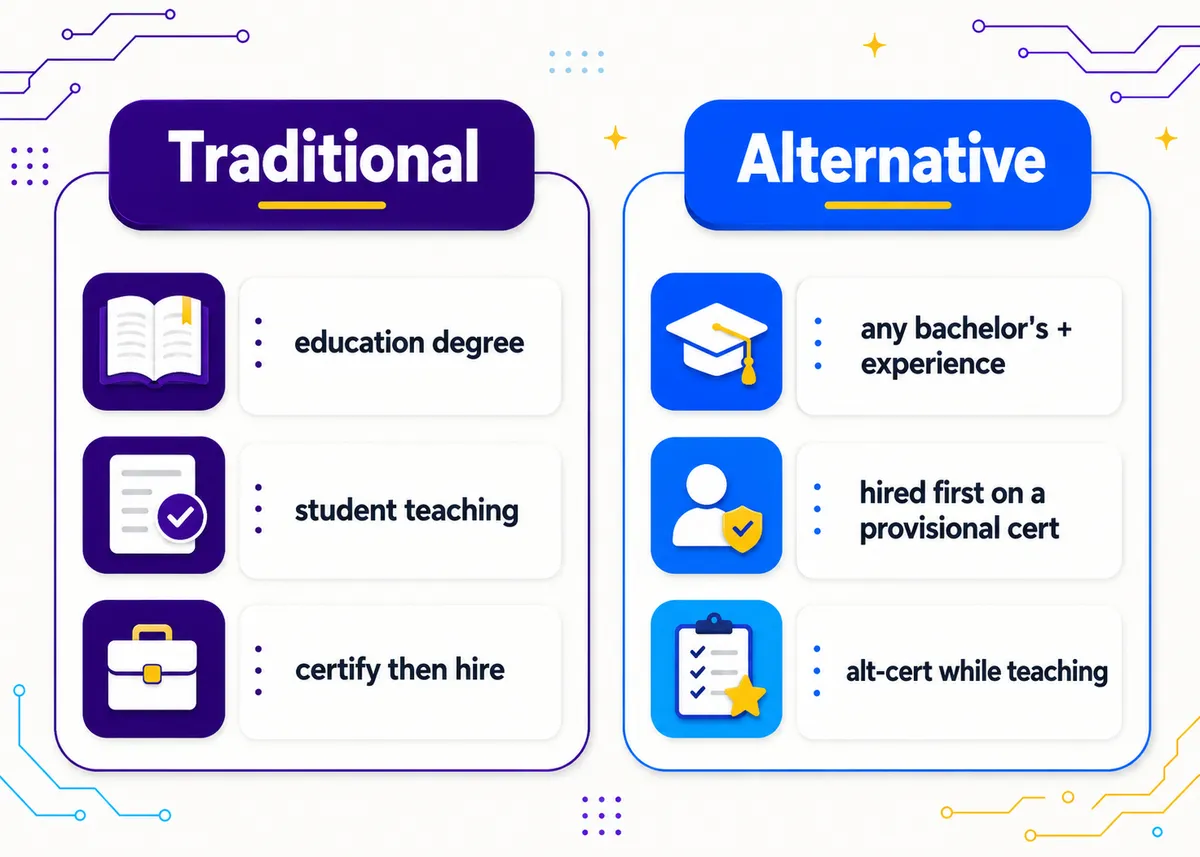 Traditional route vs alternative / industry route.