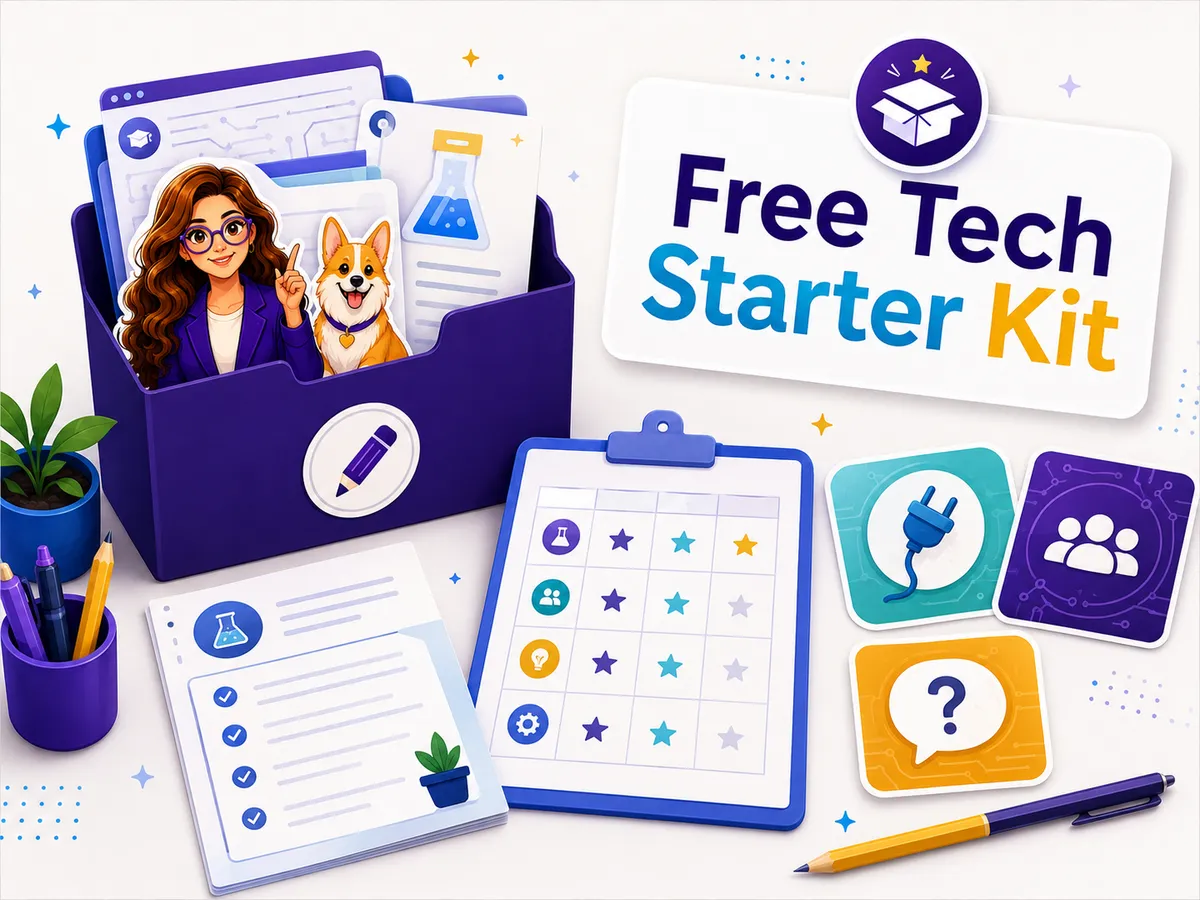 Free tech starter kit: lab routines, unplugged cards, rubric.