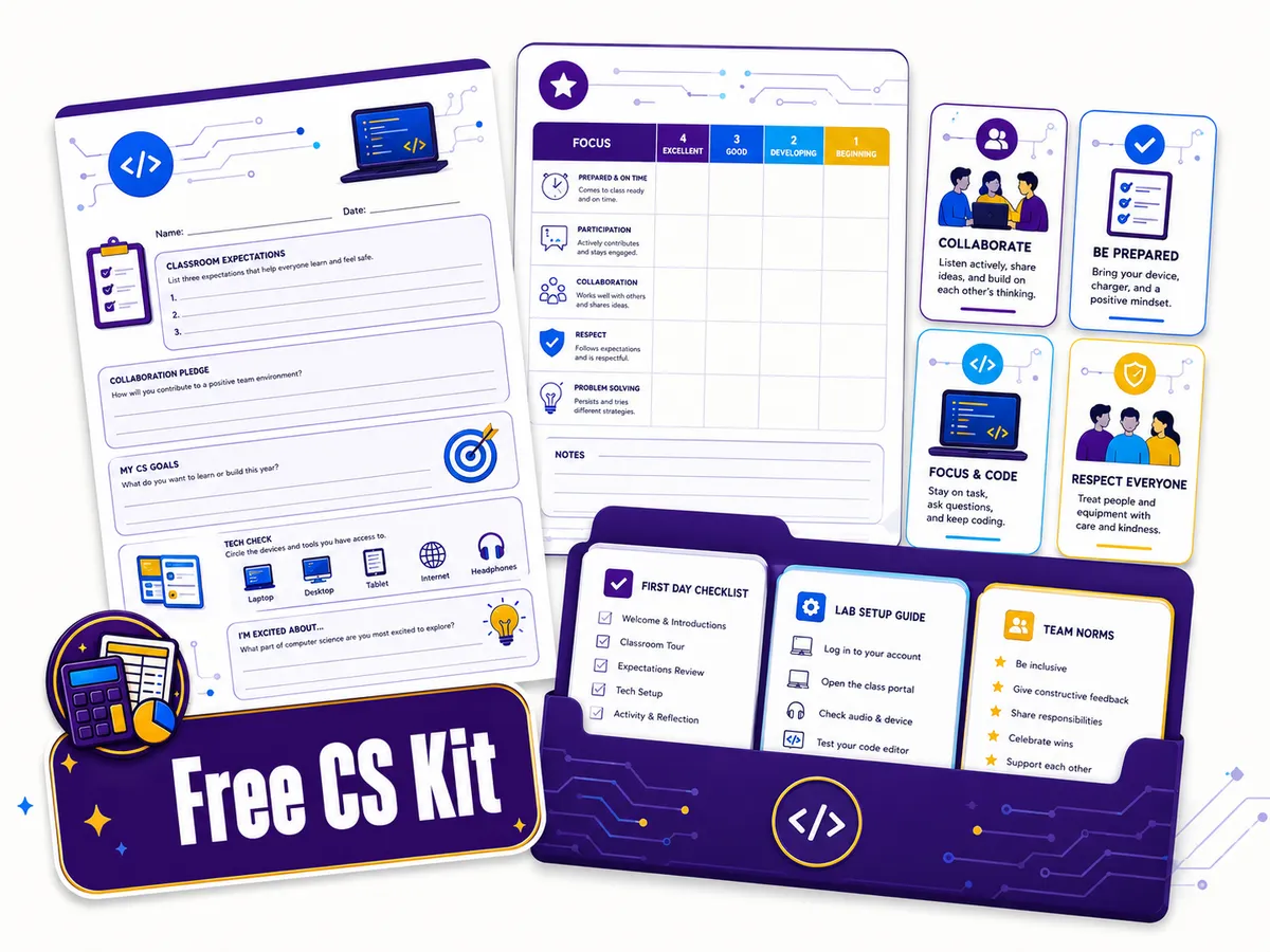 CS first-week + lab routines kit.